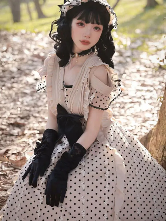 Sweet Lolita Dress Short Sleeves Bows Dress