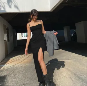 Sweetheart Front Slit Long Dress