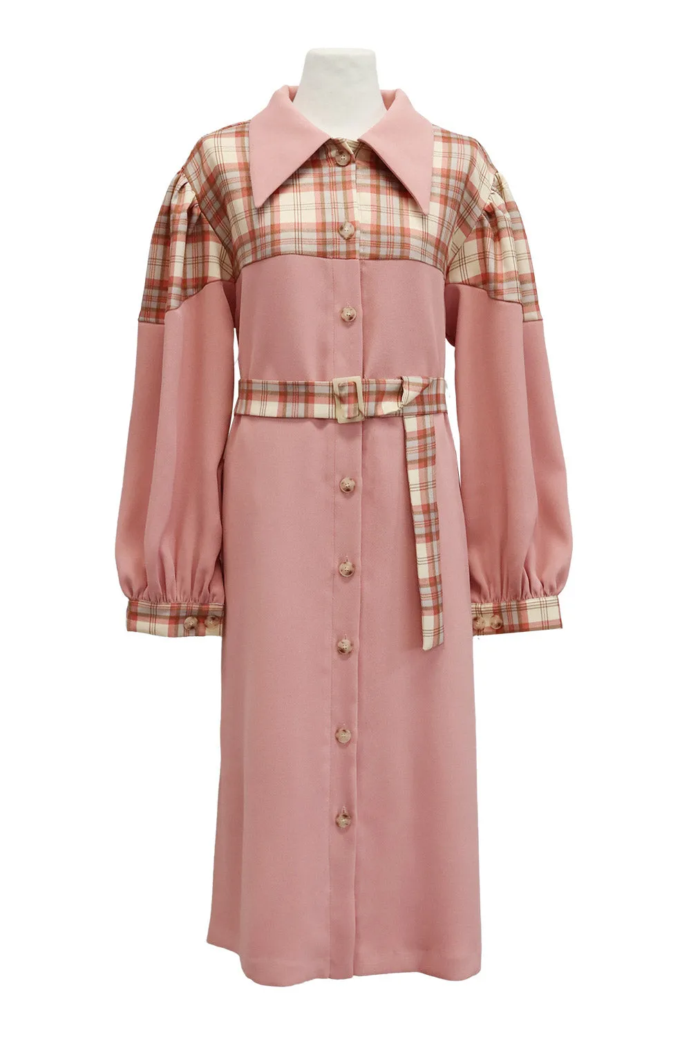 Sydney Plaid Block Coat w/Belt