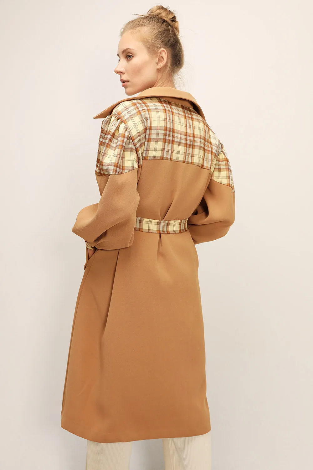 Sydney Plaid Block Coat w/Belt