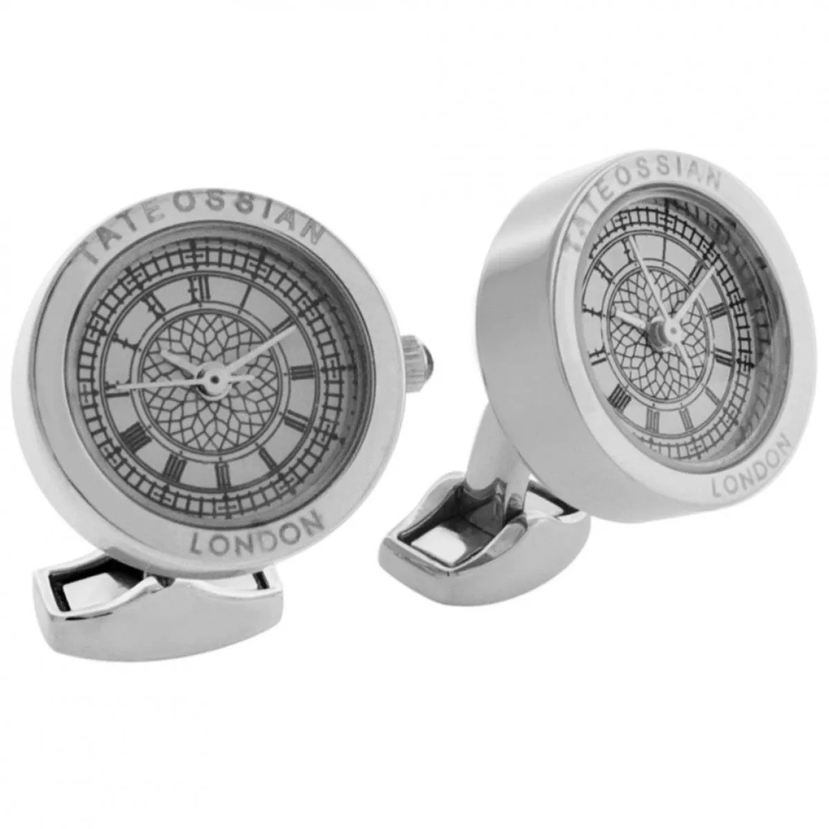Tateossian Men's Big Ben Mechanical Watch Cuff Links, White