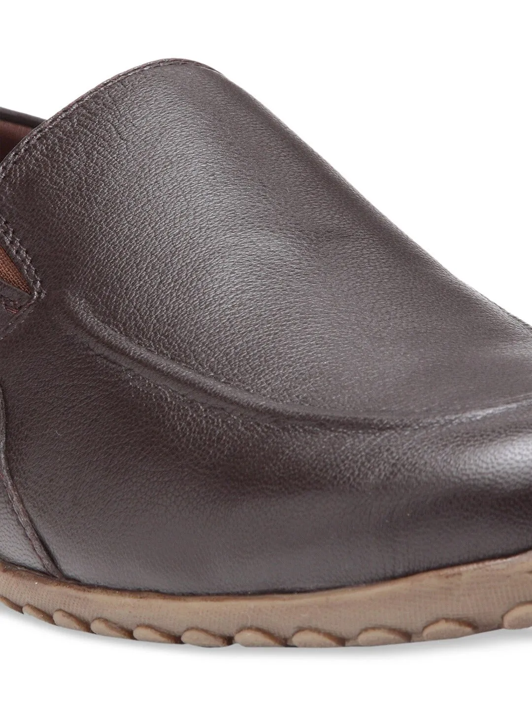 Teakwood Men Brown Solid Genuine Leather Formal Slip On