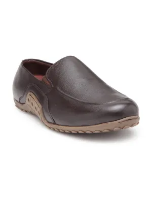 Teakwood Men Brown Solid Genuine Leather Formal Slip On