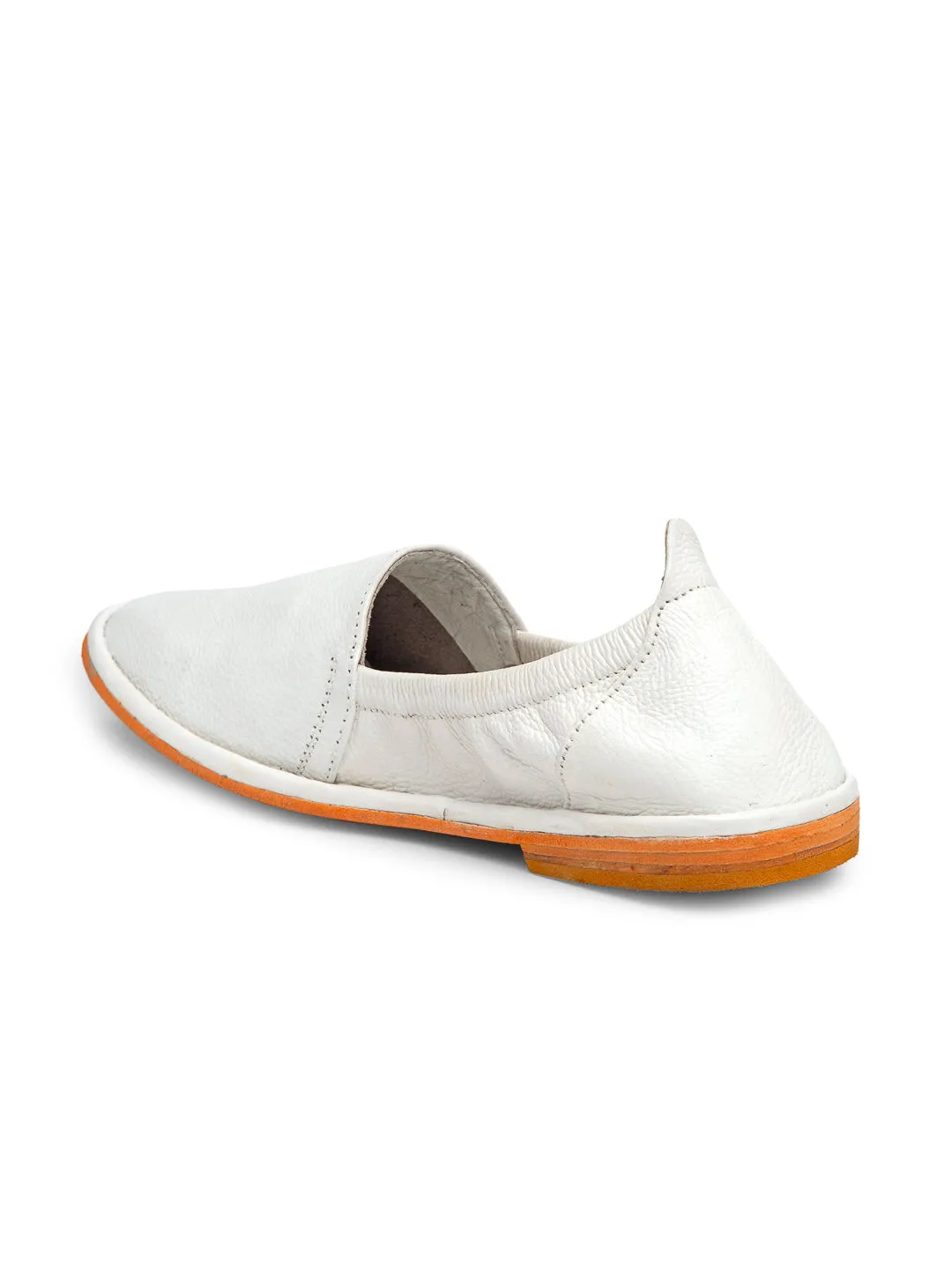 Teakwood Men White Leather Mojaris||Men's White Traditional Leather Mojari (Jutti/Loafers)