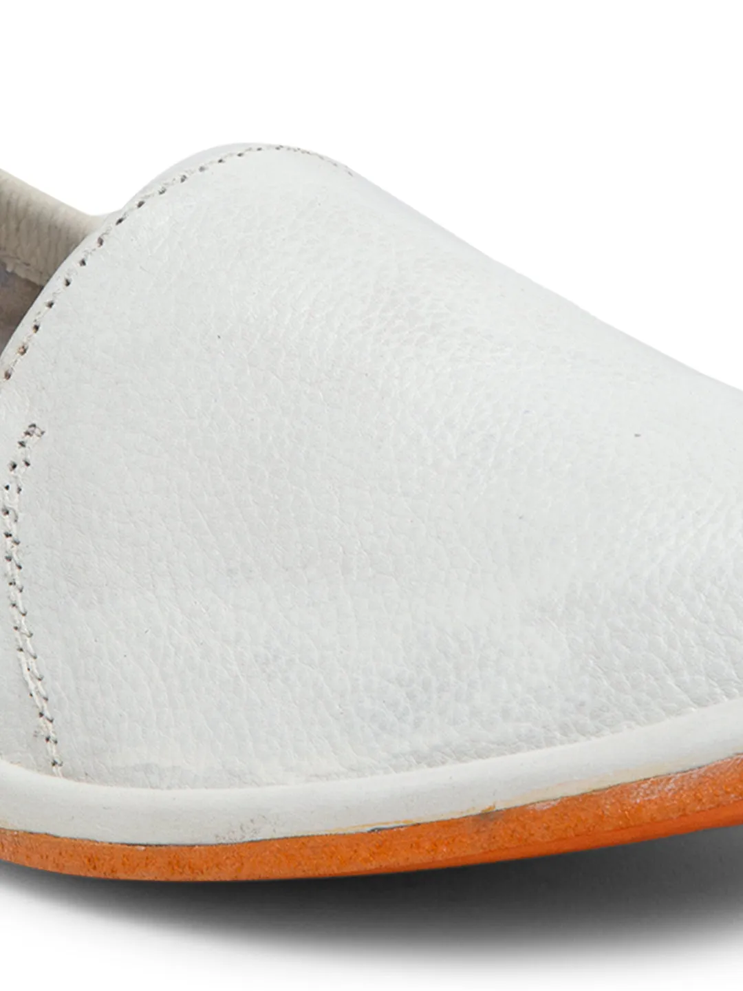 Teakwood Men White Leather Mojaris||Men's White Traditional Leather Mojari (Jutti/Loafers)