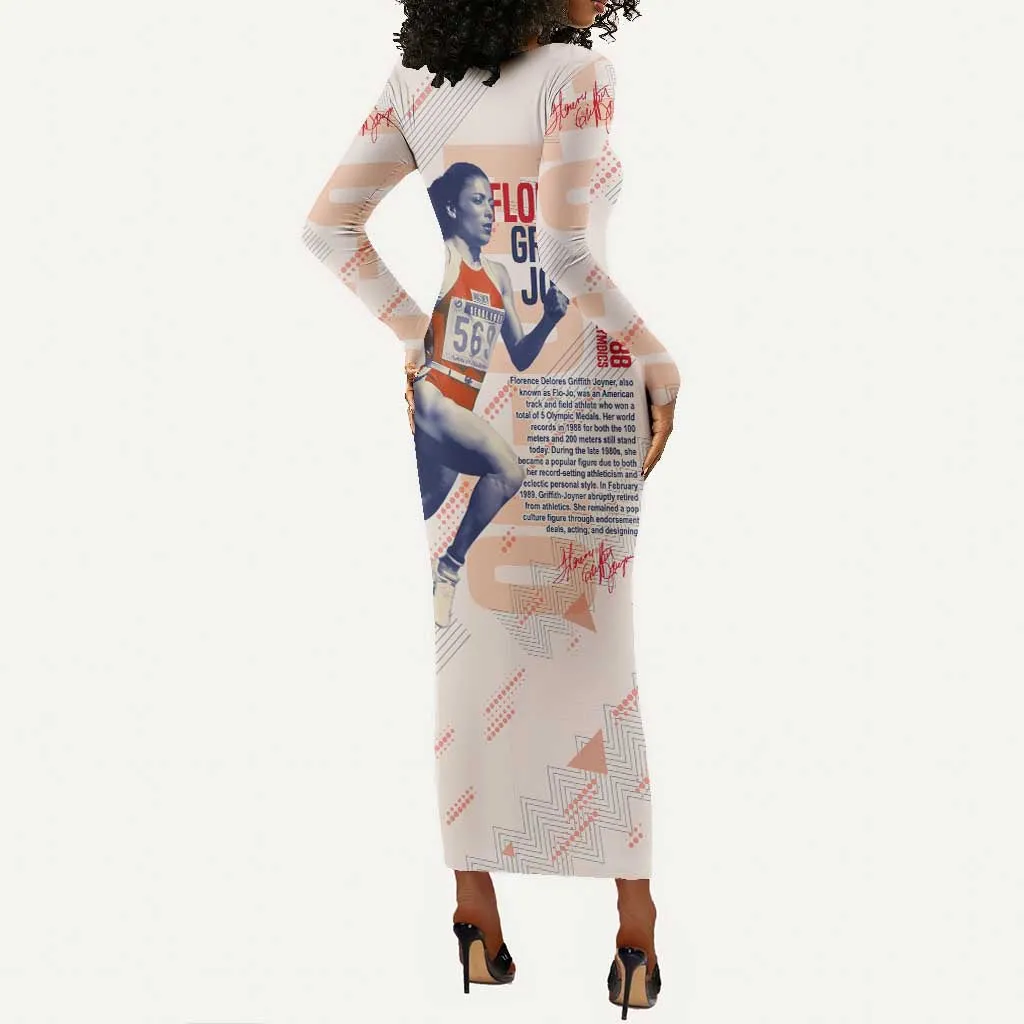 The Phenomenal Woman Flo-Jo Long Sleeve Bodycon Dress 1988 Olympic DT02
