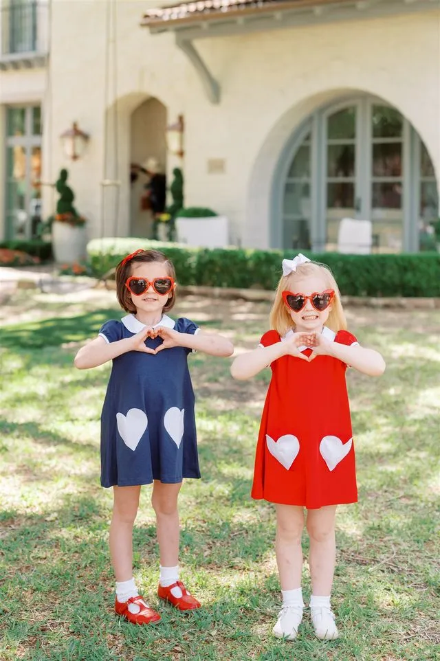 The Proper Peony: Red A-Line Dress with Heart Pockets