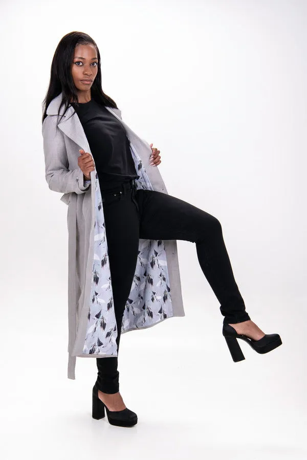 Timeless Tweed Trench Coat - Light Grey