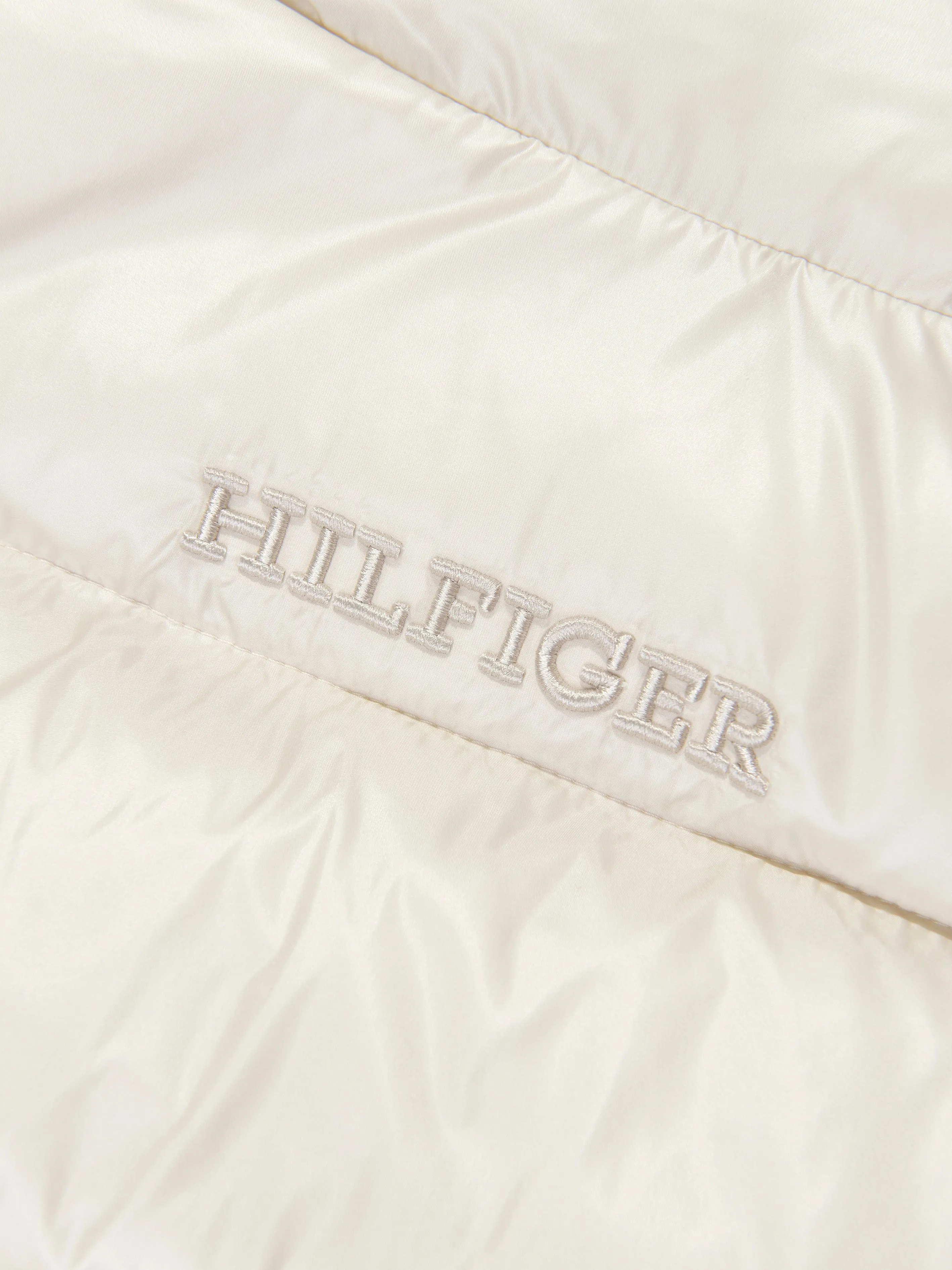 Tommy Hilfiger Girls Glossy Short Puffer Vest in Beige