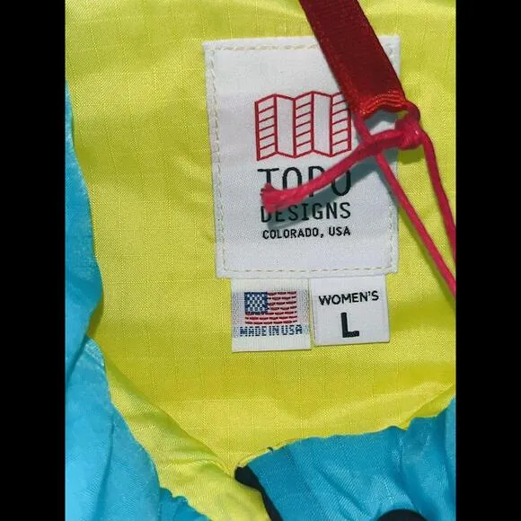 Topo Designs Women’s Full-Zip Puffer Vest Color Block Teal Black Size Large NWT