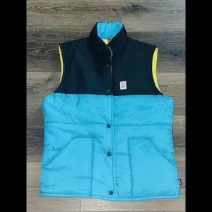 Topo Designs Women’s Full-Zip Puffer Vest Color Block Teal Black Size Large NWT