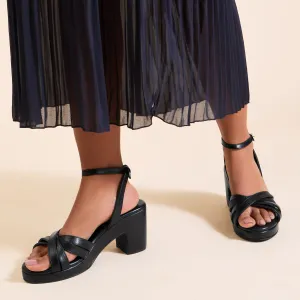 Udine Black Platform Heels For Women