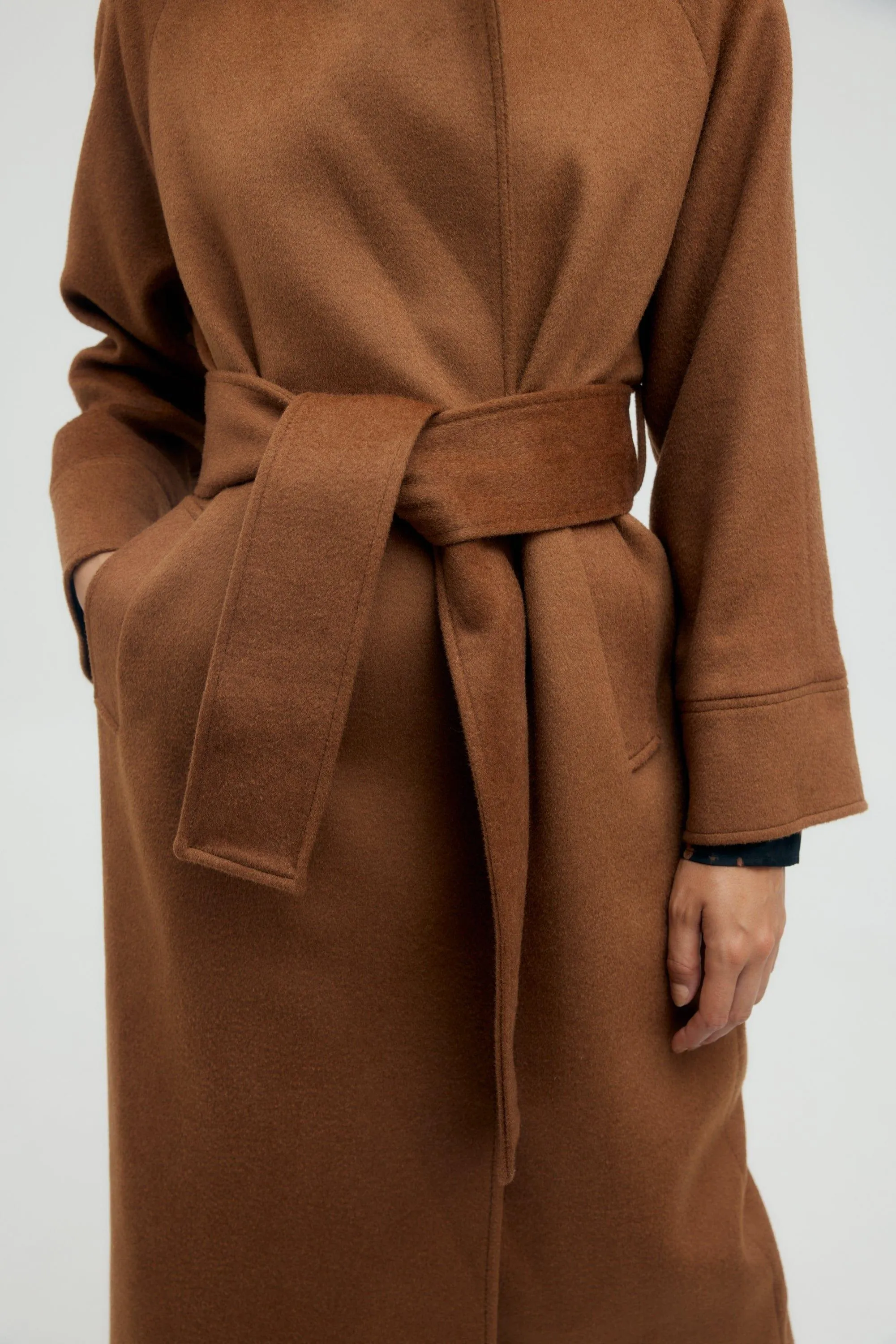 UNCOVER WOOLEN TRENCH COAT | CHESTNUT