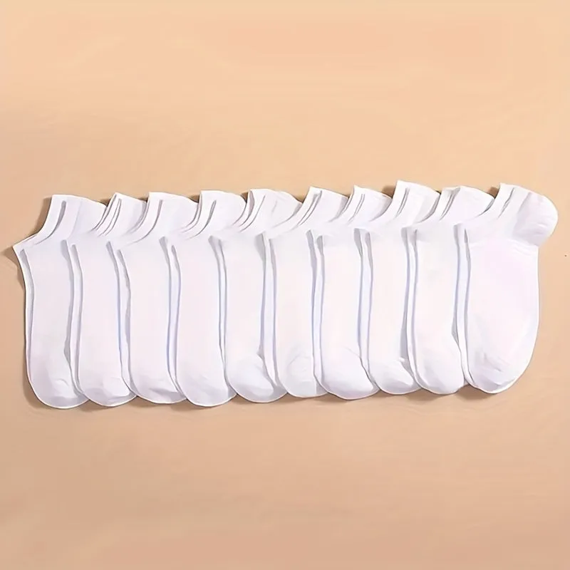 Unisex Solid Socks - 10/20/40 Pairs, Soft, Lightweight Low Cut Ankle Socks for Women