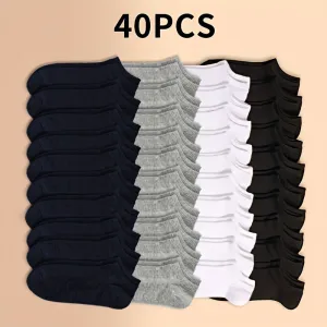 Unisex Solid Socks - 10/20/40 Pairs, Soft, Lightweight Low Cut Ankle Socks for Women