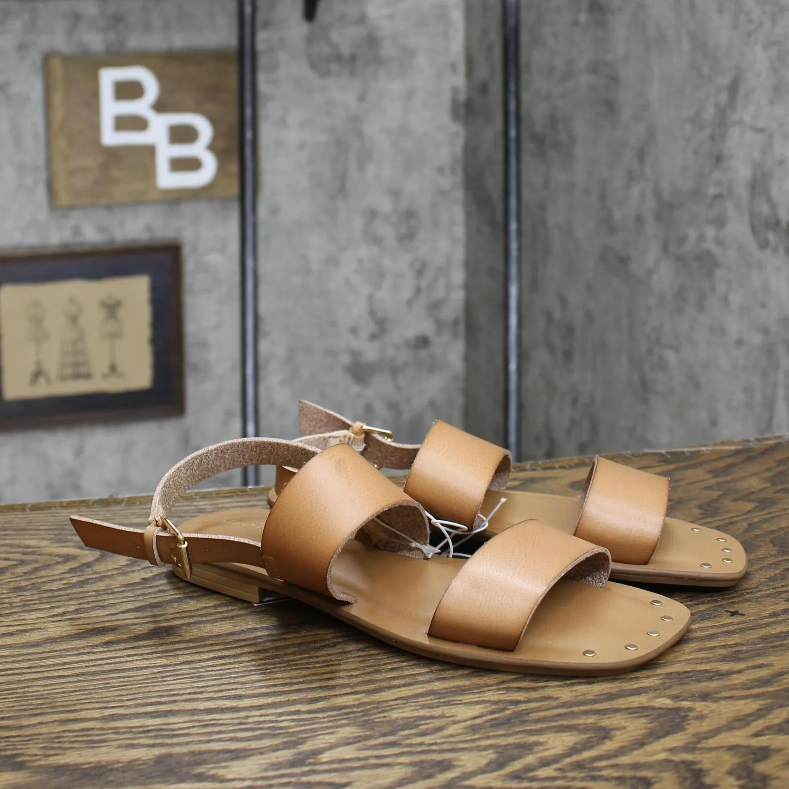 Universal Thread Women's Becca Studded Ankle Strap Sandals Tan Brown 5.5W