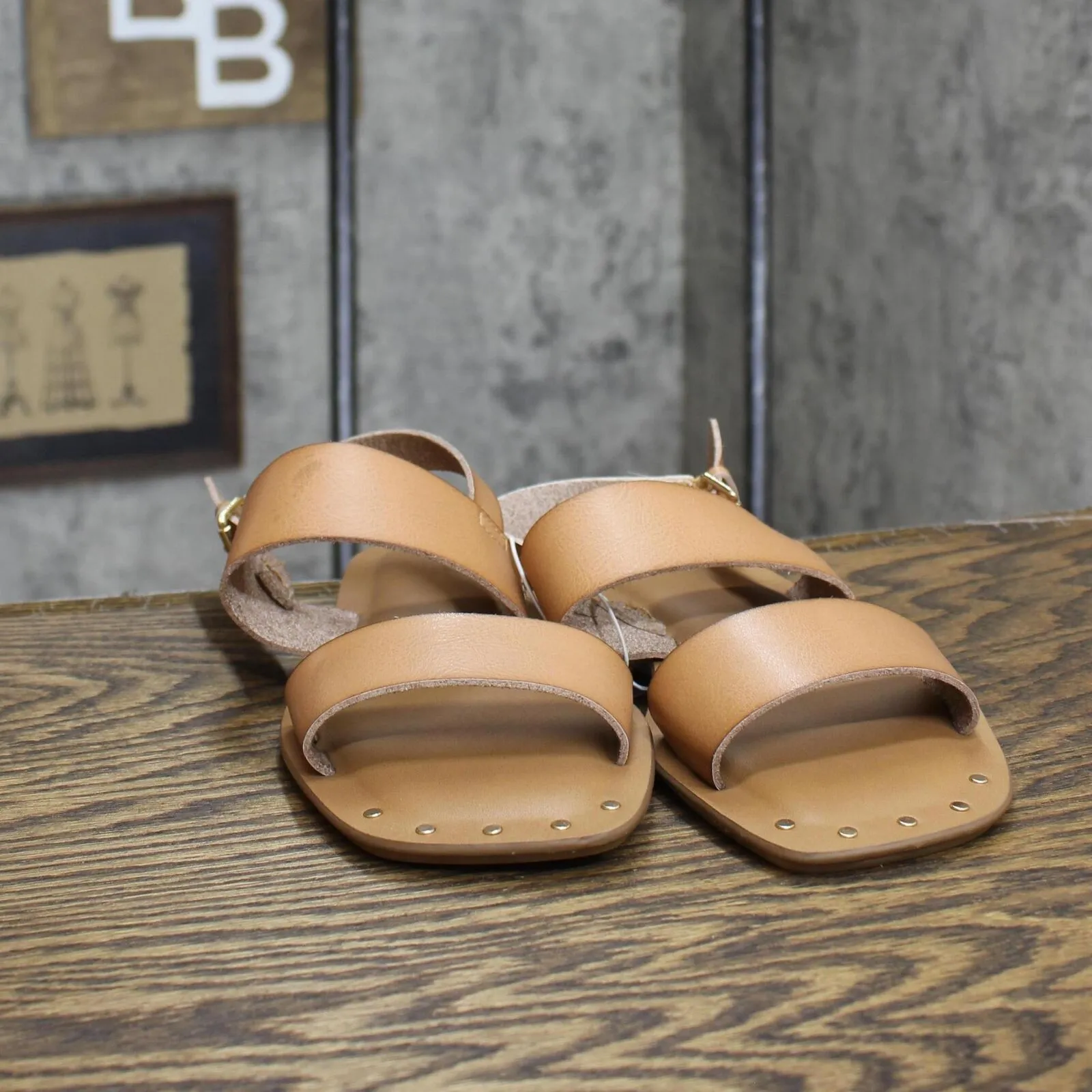 Universal Thread Women's Becca Studded Ankle Strap Sandals Tan Brown 5.5W