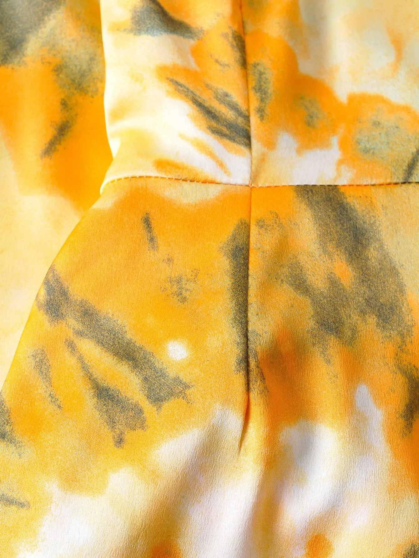 V-neck Pile Collar Lace-up Tie Dye Mini Dresses