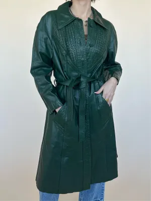 Vintage Green Leather Trench
