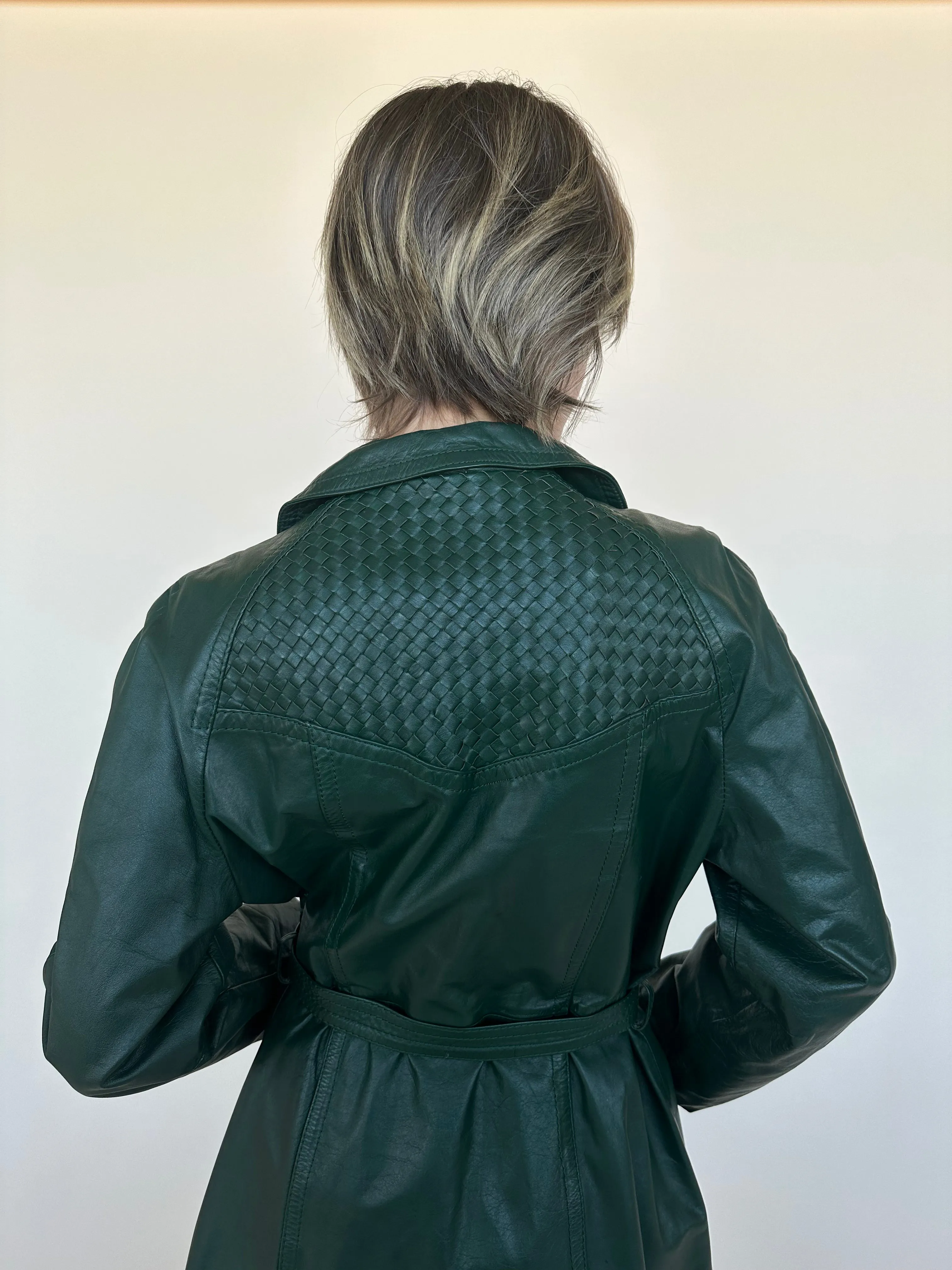 Vintage Green Leather Trench