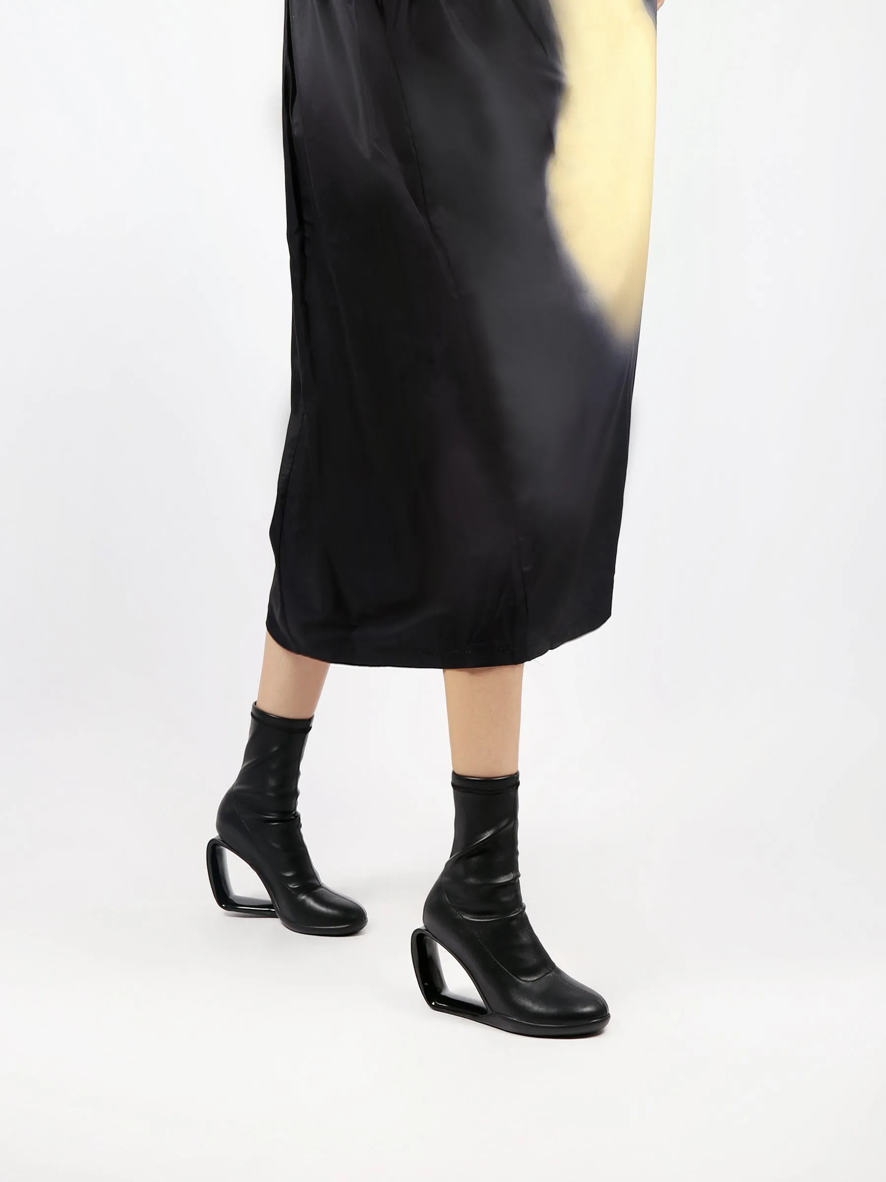 Wedge Heel Leather Boots Black