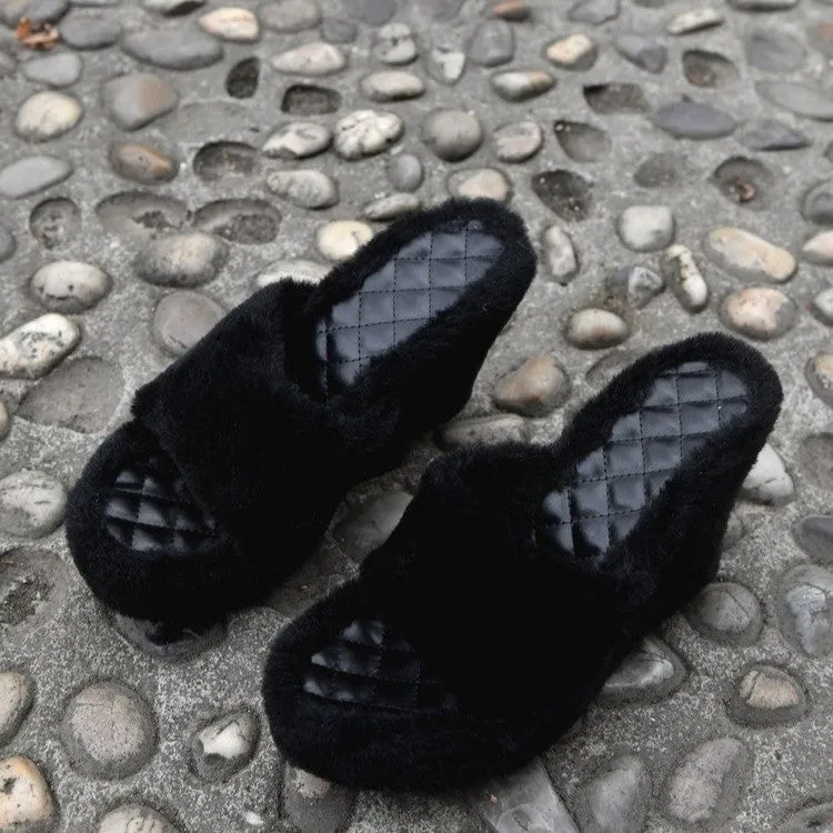 Wedge Heels Hair Shoes Height Slippers For Women