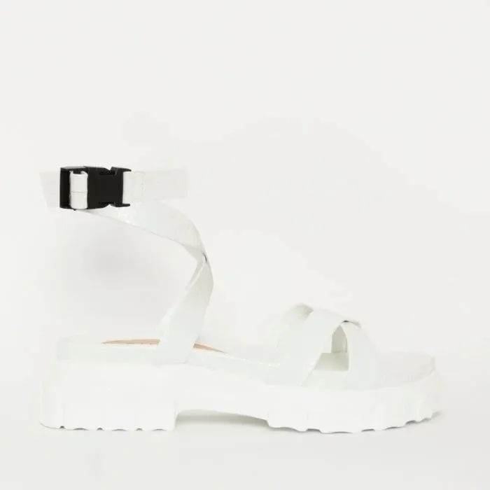 WHITE STRAPPY SANDALS