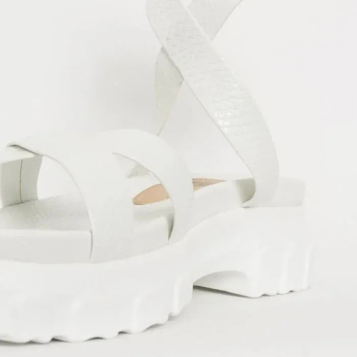 WHITE STRAPPY SANDALS