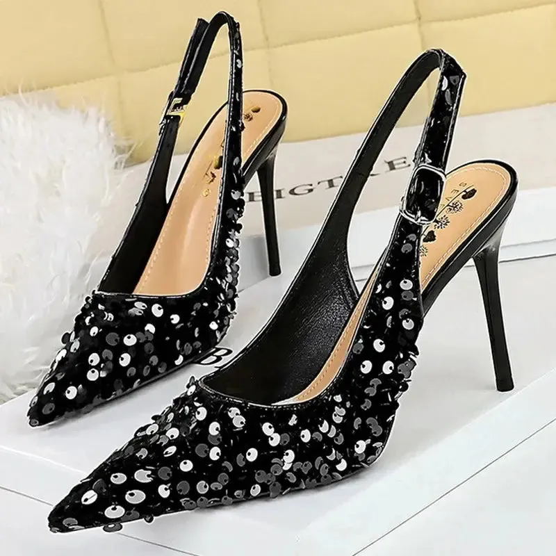 Women 7 Cm 9.5cm Heels Sequin Women Pumps Luxury Banquet Shoes Sexy Party Shoes Fashion High Heels Wedding Shoes Sandals