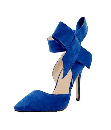 Women Big Bow Tie Butterfly Pointed Stiletto Pumps – High Heels Plus Size Wedding Shoes