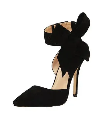 Women Big Bow Tie Butterfly Pointed Stiletto Pumps – High Heels Plus Size Wedding Shoes