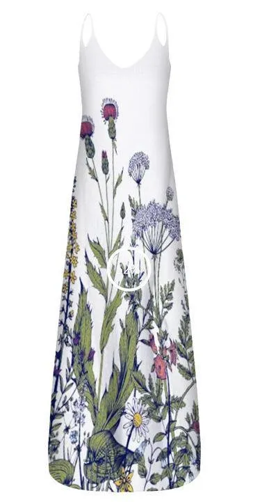 Women Butterfly Print Long Maxi Dresses