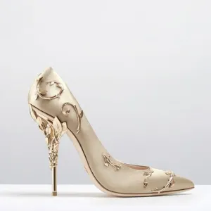 Women Flower Heel Wedding Shoes