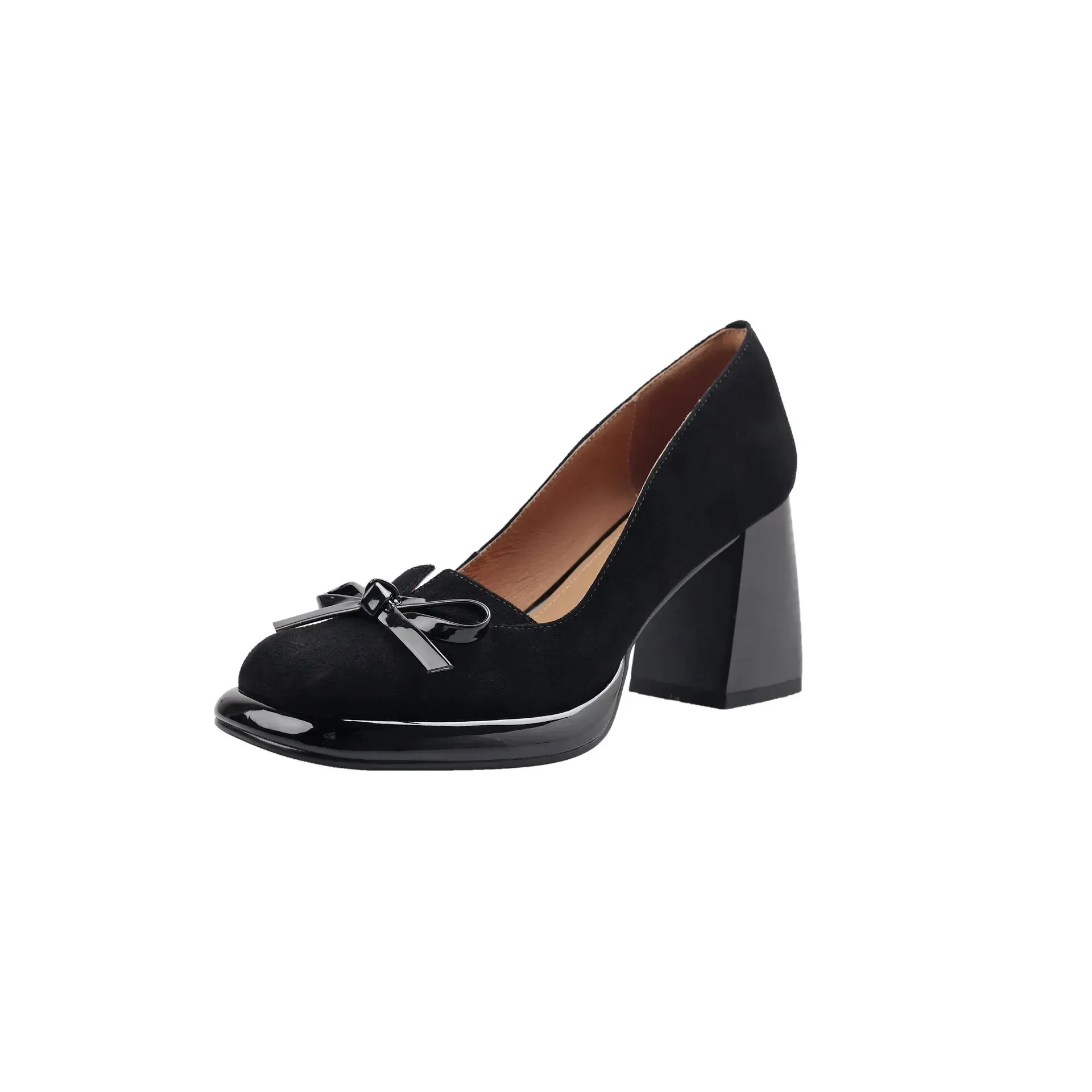 Women Shoes  Spring Retro High Heels Butterfly Knot Square Heels