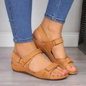 Women's Breathable Peep Toe Comfortable Flat Wedge Sandals