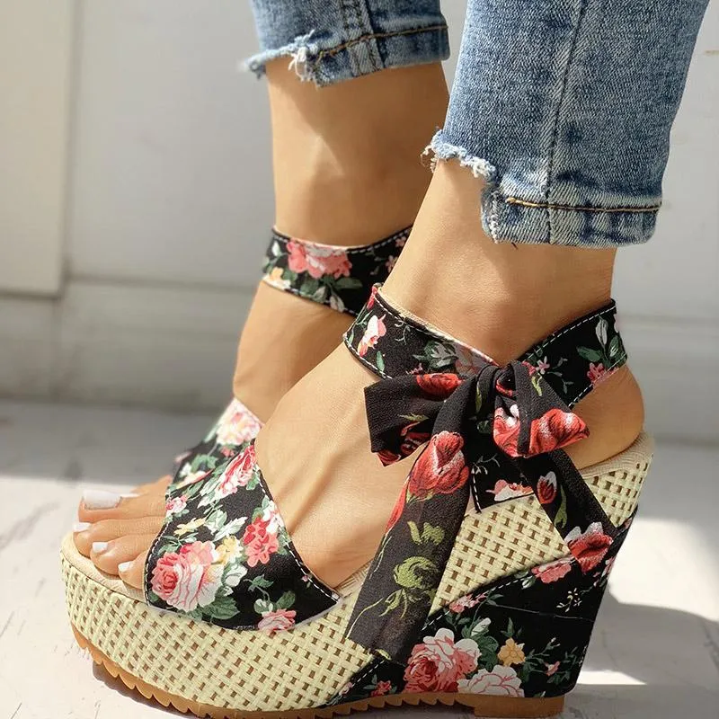 Women's Fashion Bowknot Design Wedge Sandals