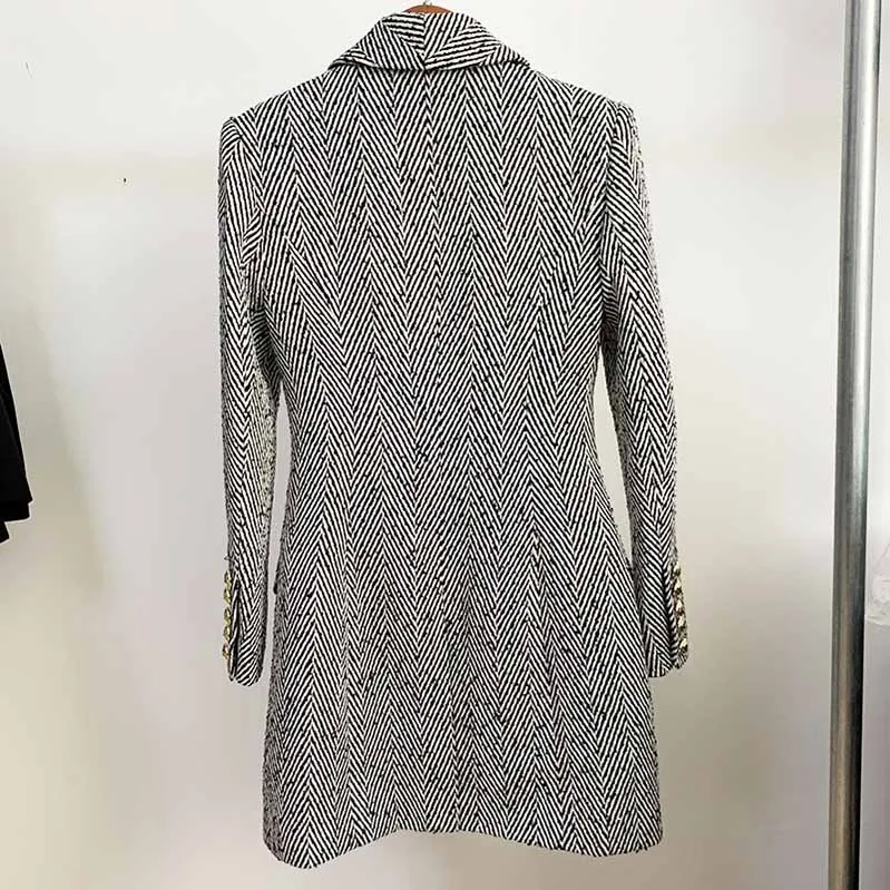 Women's Herringbone Coat Double Breasted Fashion Coats