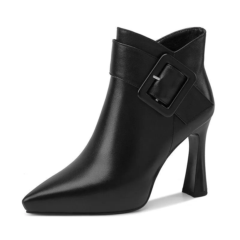 Women's High Heels Belt Buckle Design Skinny Boots