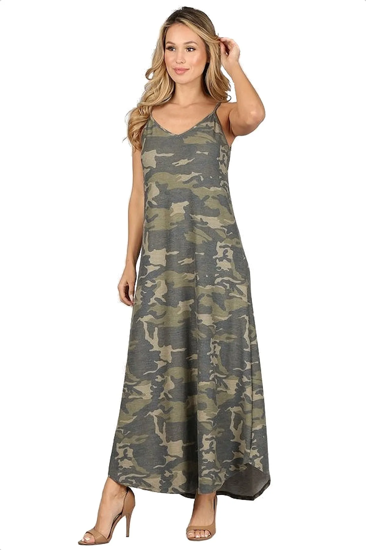 Women's Long Camouflage Lounge Dress Nightgown Maxi