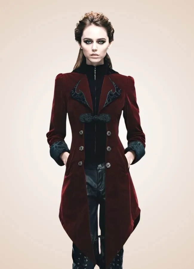 Women's Steampunk Tailcoat Burgundy