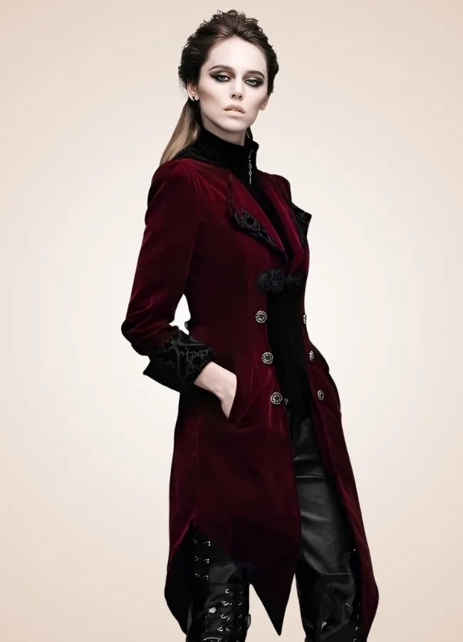 Women's Steampunk Tailcoat Burgundy