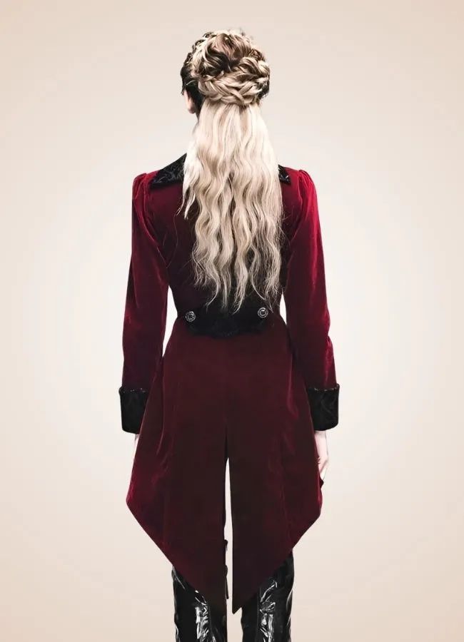 Women's Steampunk Tailcoat Burgundy