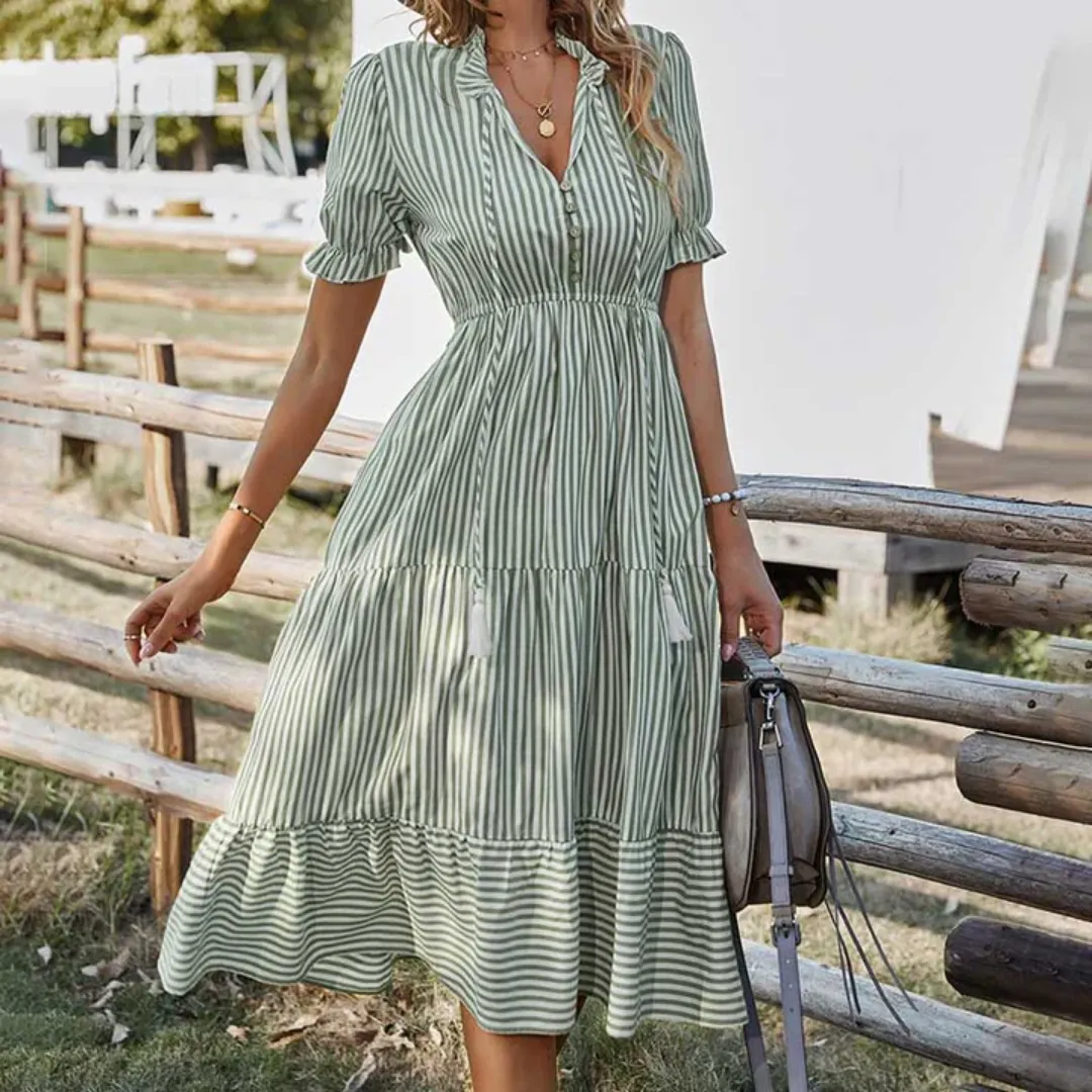 Women's Vintage Stripe Summer Dress | Midi