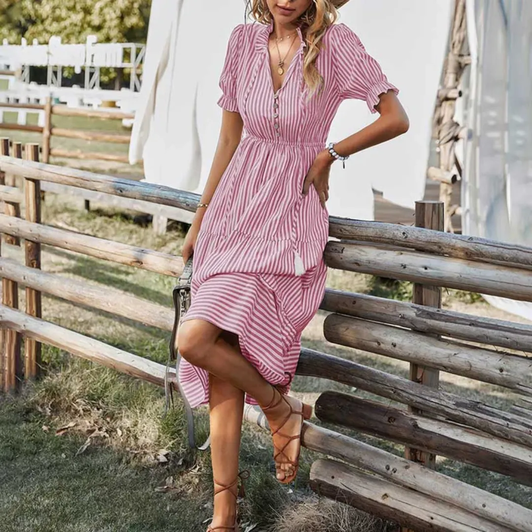 Women's Vintage Stripe Summer Dress | Midi