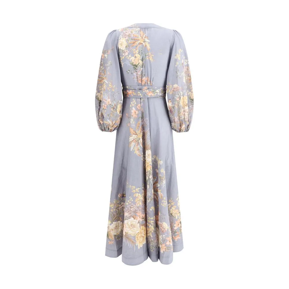ZIMMERMANN Tallow Women Multicolor Dress Cotton Floral Print Midi Bodycon Wrap