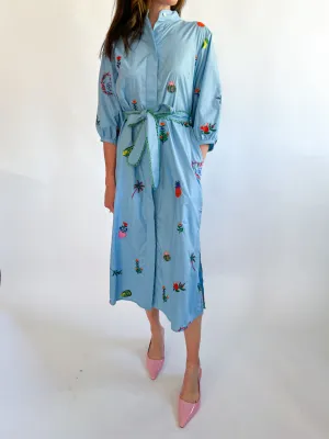 Zora Embroidery Midi Dress